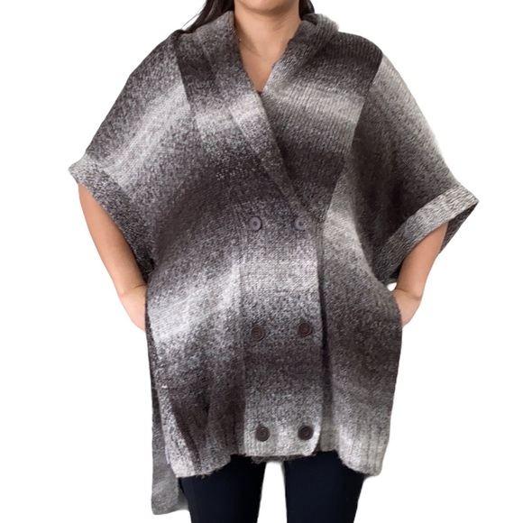 BCBGMaxAzria Oversized Cape/Poncho/Wrap Wool Blend Sweater in Brown Ash - medium - Picture 16 of 16